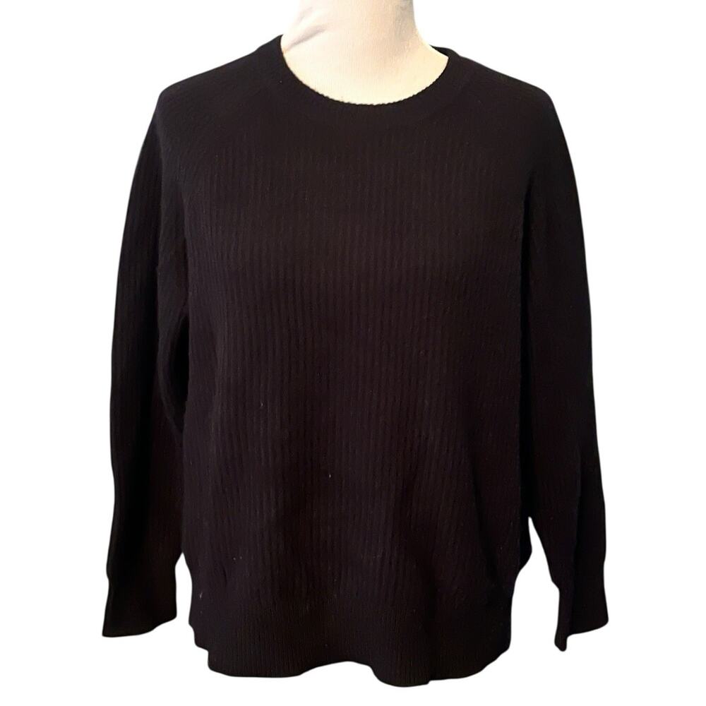 J.Crew Cashmere Ribbed Relaxed Crewneck Sweater •Women S•Black J Crew Thick 2024